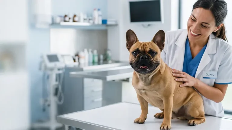 Veterinarian performing spinal checkup on a French Bulldog for IVDD