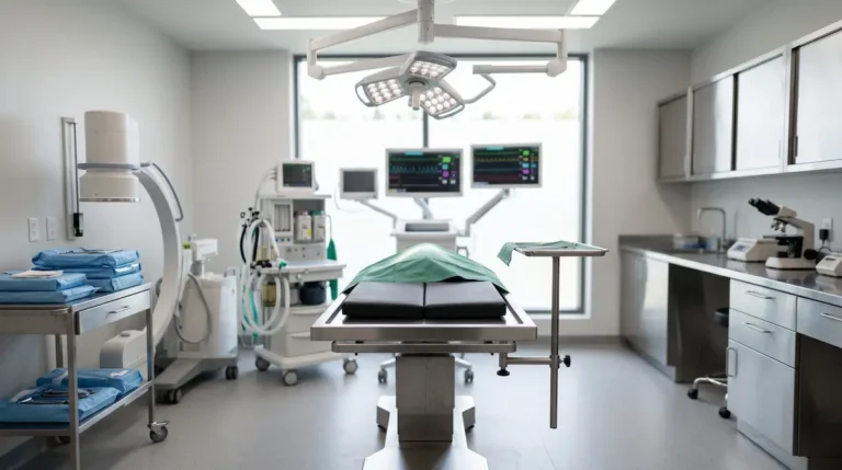 Veterinary clinic environment for French Bulldog spinal surgery and treatment